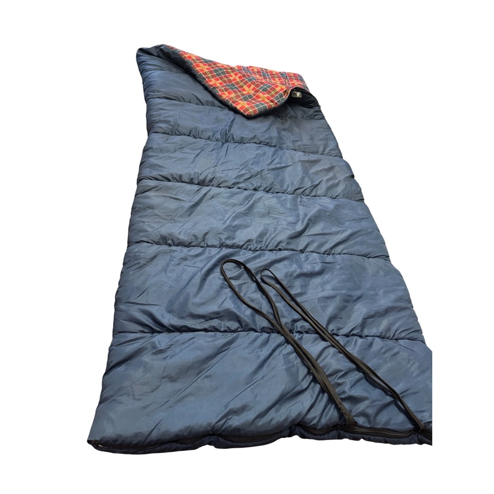 Hillary Plaid Lined Sleeping Bag Vintage Outdoor Camping Cabin Core